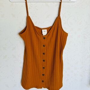 H&M Women's Orange Button-Down Tank, Size Medium